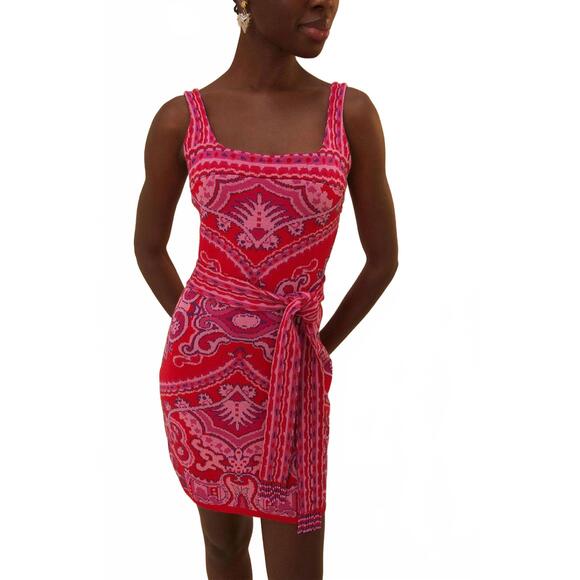 NEW FARM RIO paisley scarf knit mini dress in red/pink - Picture 3 of 5